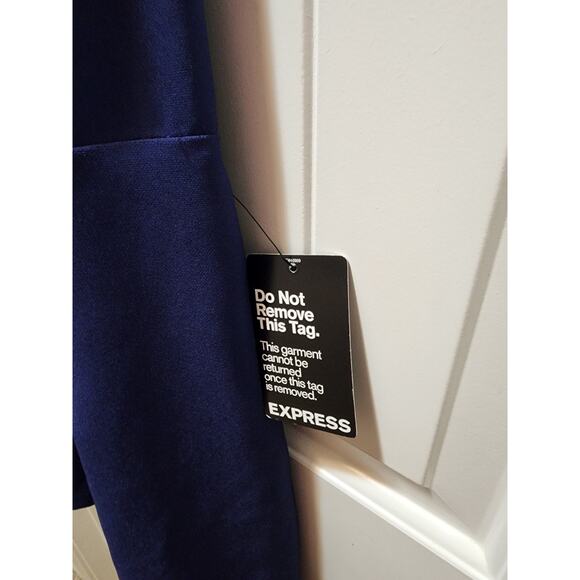 NEW Express Blue Mock Neck Sleeveless Keyhole Sexy Sheath Dress Lace Back Size 6 - Picture 3 of 10